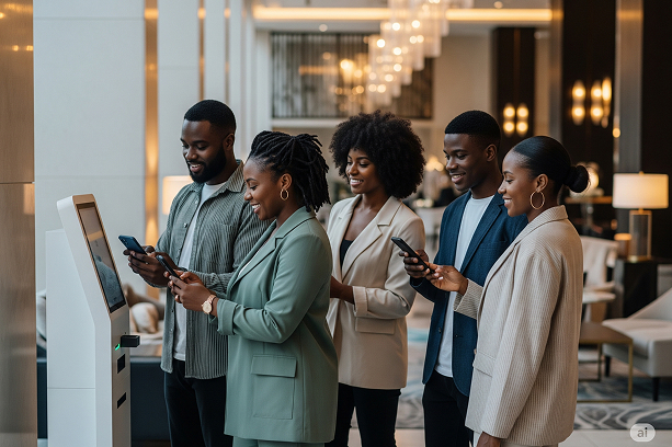 Guest using mobile check-in at a hotel