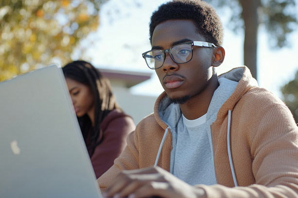 Students using a learning management system